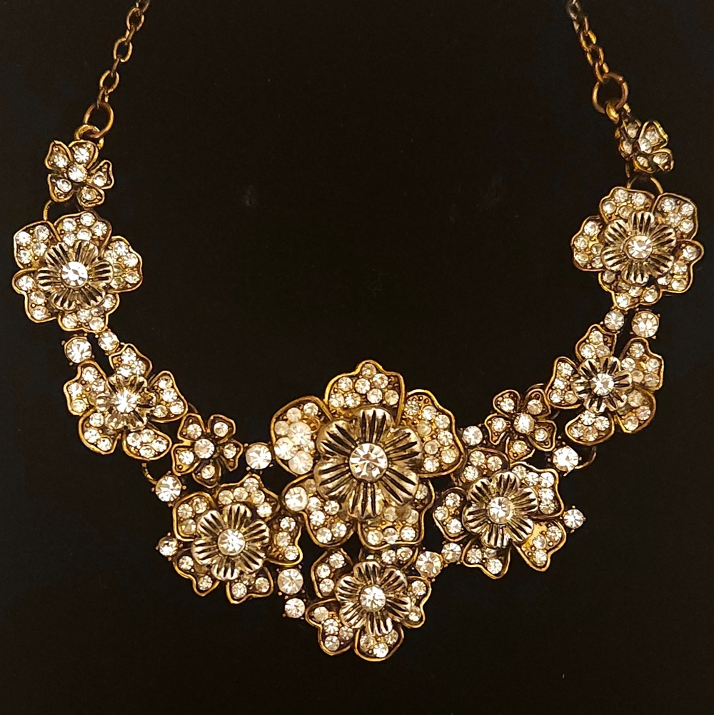 Gold Floral Bib Necklace - Custom Made